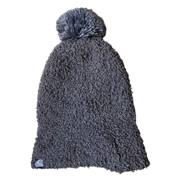ZYIA Active Grey Double Lined Shaggy Beanie with PomPom - Picture 3 of 6